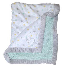 Carter's Child Of Mine Lamb Stars Green Sherpa Security Lovey Blanket 31" X 40"